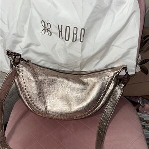 HOBO Metallic Rose Gold Crescent Hobo Shoulder Bag